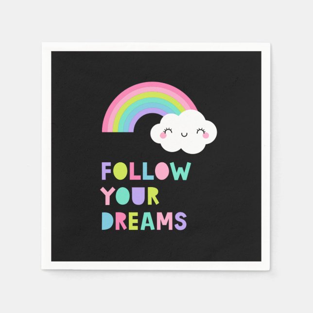 Följ din Dreams Cute Rainbow Cloud Pappersservett (Framsidan)