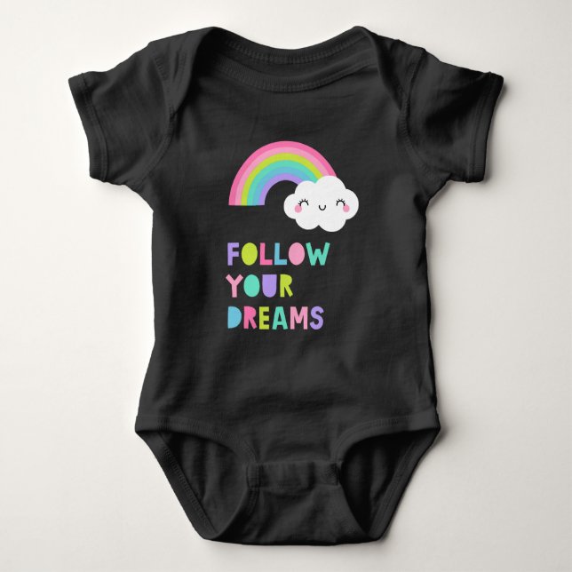 Följ din Dreams Cute Rainbow Cloud T Shirt (Framsida)