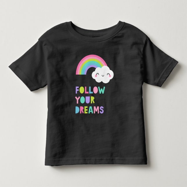 Följ din Dreams Cute Rainbow Cloud T Shirt (Framsida)
