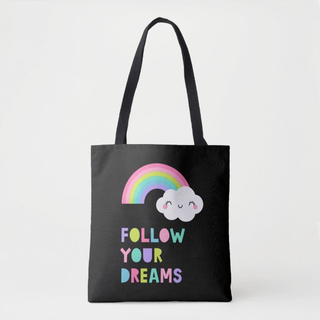 Följ din Dreams Cute Rainbow Cloud Tygkasse (Framsida)