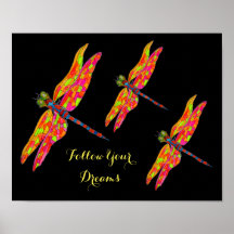 Följ din Dreams slogan Dragonfly-rumskonst
