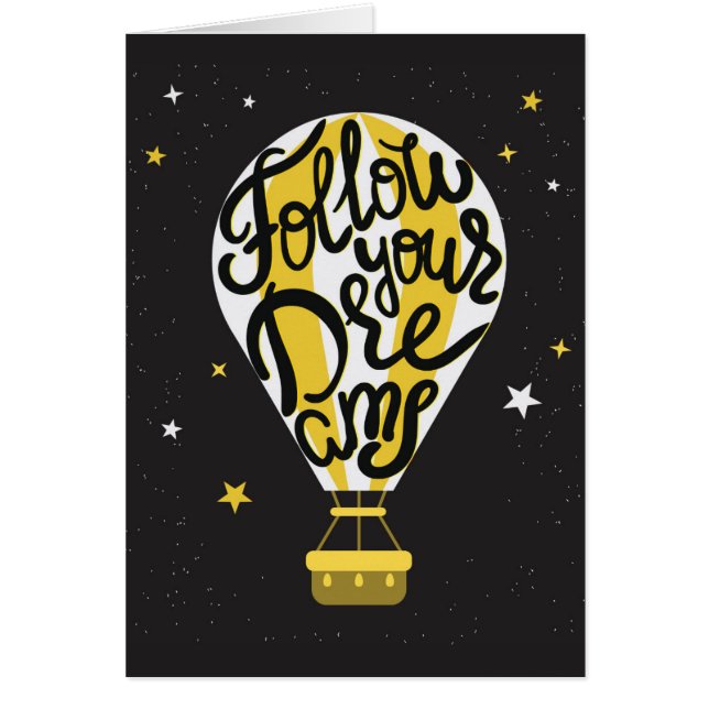 Följ din drömballong hälsningskort (Framsidan)