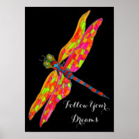 Följ din drömslogan Dragonfly vattenfärg