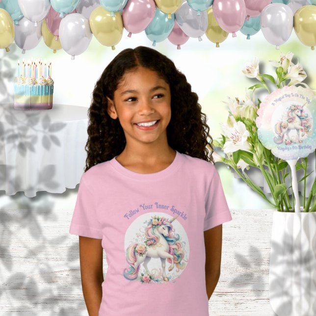 Följ din inre Gnistra Rainbow Unicorn Pastel T Shirt (Follow Your Inner Sparkle Rainbow Unicorn Pastel T-Shirt)
