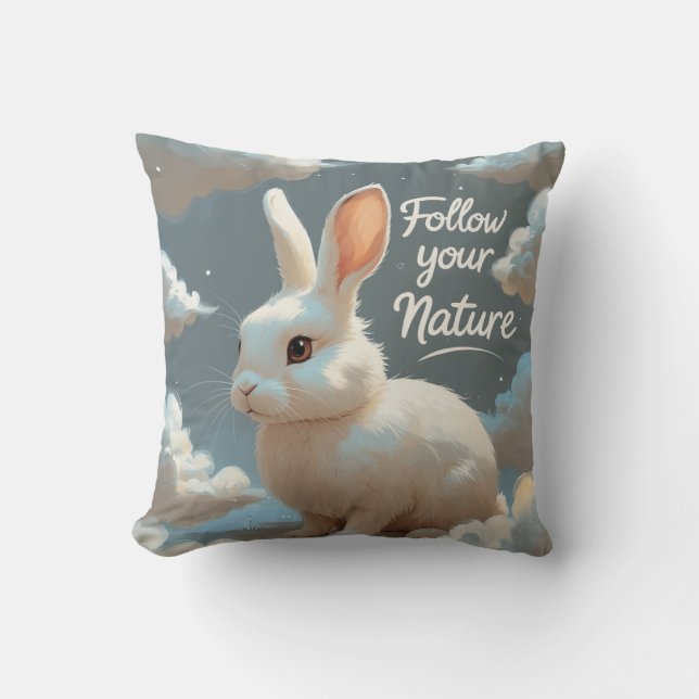 Följ din natur (kanin) kudde (Framsida)