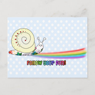 Följ din Roligt Cute Snigel Rainbow Vykort