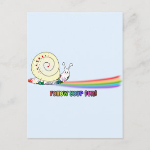 Följ din Roligt Cute Snigel Rainbow Vykort