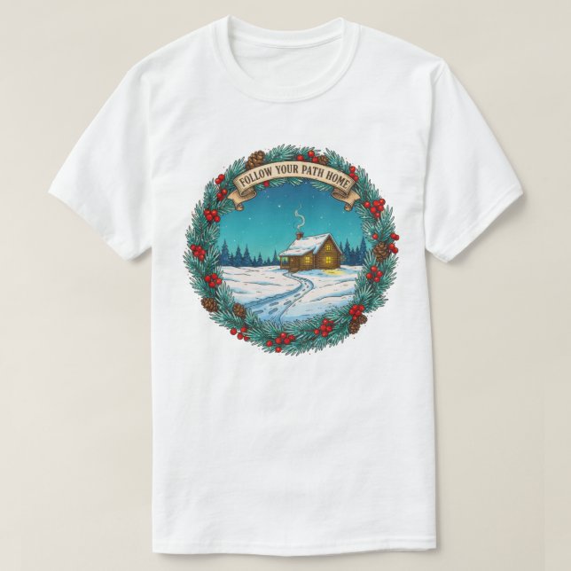 Följ din Väg Hem-julskåp T Shirt (Design framsida)