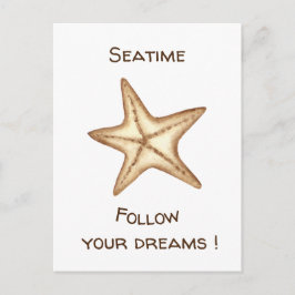 Följ dina drömmar akvarell Seatime sjöstjärna Vykort