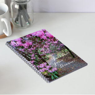 Följ dina drömmar Citat Blommig trädgårdsstig Anteckningsbok