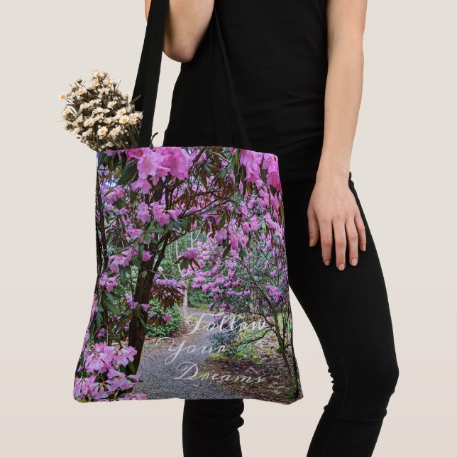 Följ dina drömmar Citat Blommig trädgårdsstig Tygkasse (Närbild)