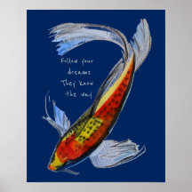 Följ dina drömmar citera Orange Koi Japansk fisk