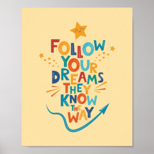 Följ dina drömmar, de känner till vägens inspirati poster