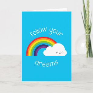 Följ dina drömmar Kawaii Rainbow Kort