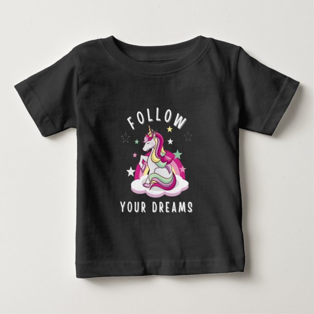 Följ dina drömmar min Unicorn Birthday T-Shirt (Framsida)