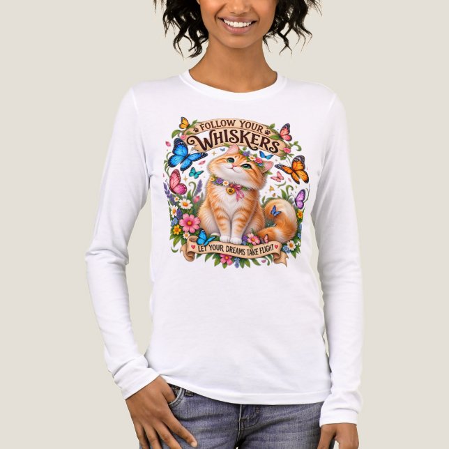 Följ dina morrhår katt T-shirt | (Framsida)