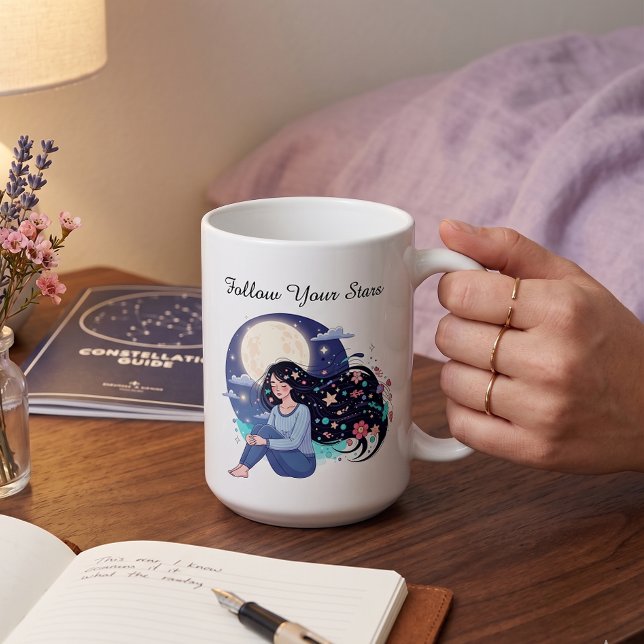 Följ dina stjärnor Celestial Woman Konsttryck | Må Kaffemugg (Skapare uppladdad)