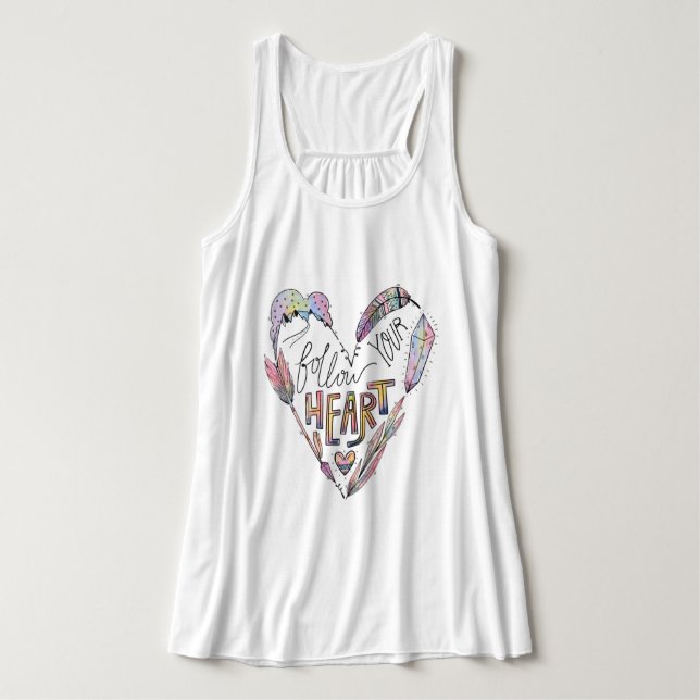 Följ ditt hjärta Bohemian Stil Linne Med Racerback (Design framsida)
