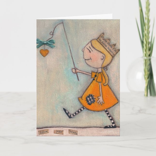 Följ ditt hjärta - hälsningskort kort (Framsida)