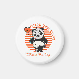 Följ Ditt Hjärta Panda Söt Inspirerande Magnet