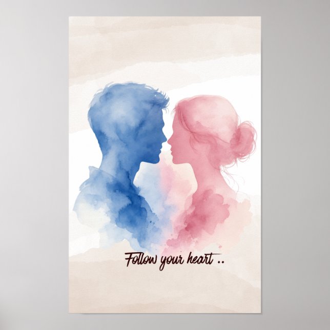 Följ Ditt Hjärta Par Konst Poster (Framsidan)