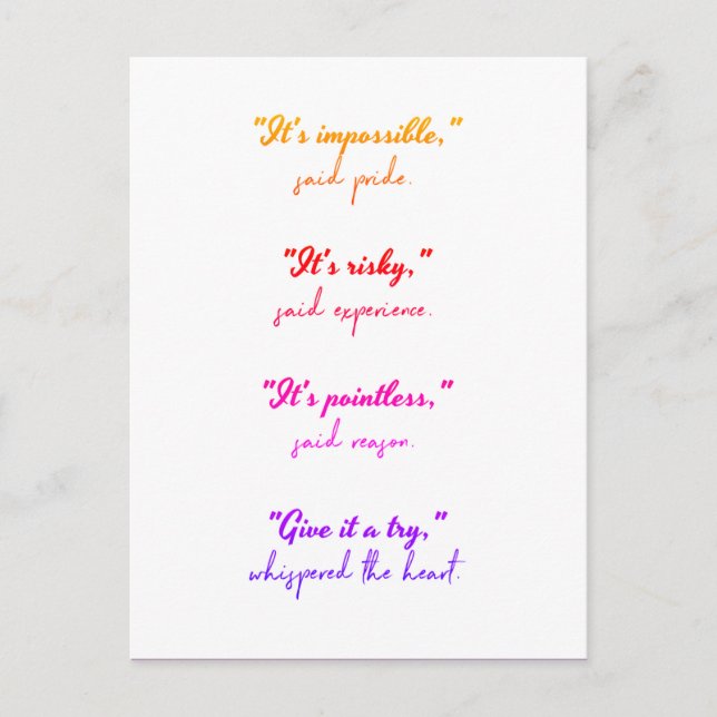 Följ ditt hjärtevykort vykort (Framsida)