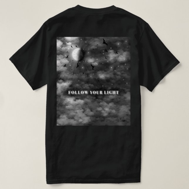 Följ Ditt Ljus | Estetisk Celestial Måne och C T Shirt (Design baksida)
