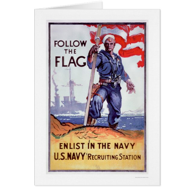 Följ flagga - Enlist marinen (US02290A) Hälsningskort (Framsidan)