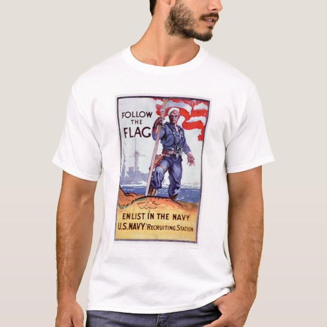 Följ flagga - Enlist marinen (US02290A) Tee Shirt (Framsida)