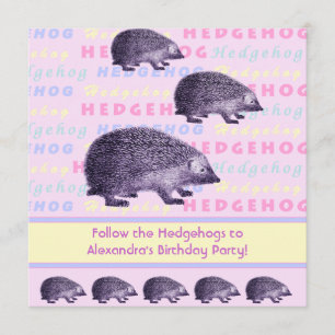 Följ Födelsedagsfesten från Hedgehogs Little Girl Inbjudningar