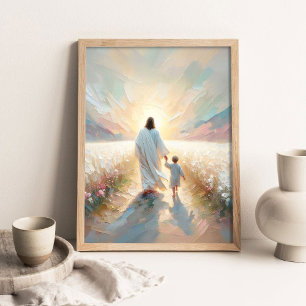Följ Hans Ljus, Modern Kristen Konst, Jesus Vandri Poster