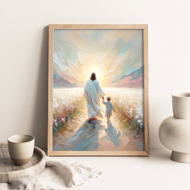 Följ Hans Ljus, Modern Kristen Konst, Jesus Vandri Poster (Skapare uppladdad)