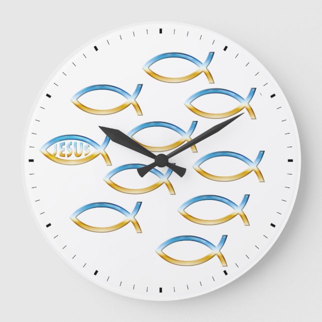 Följ honom - Christian Fish Symbol Stor Klocka (Framsida)