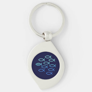 Följ honom - Ichthus-design Swirl Silverfärgad Nyckelring