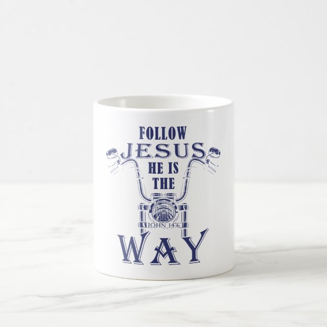 Följ Jesus Han är den kristna motorcykeln Kaffemugg (Center)