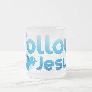 Följ Jesus Kristus Twitter Humor Frostad Glasmugg