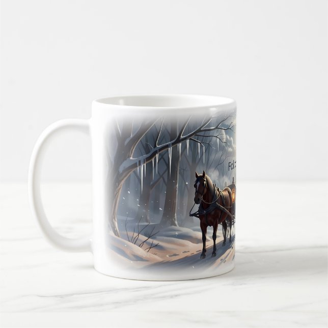 ❄️ Följ Ljuset Vintervagn Panoramamugg Kaffemugg (Vänster)