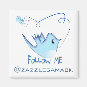Följ ME Twitter-presenter och Swirls T-shirts Magnet