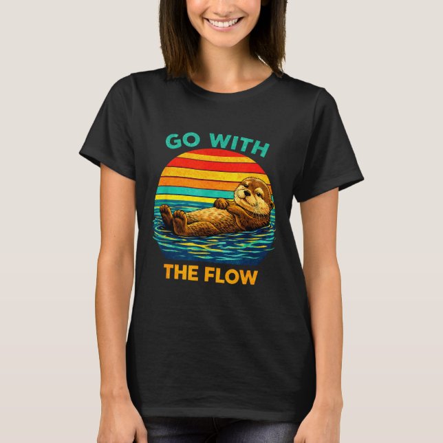 Följ med flödet Havsutter Retro Vilda djur Flod T Shirt (Framsida)