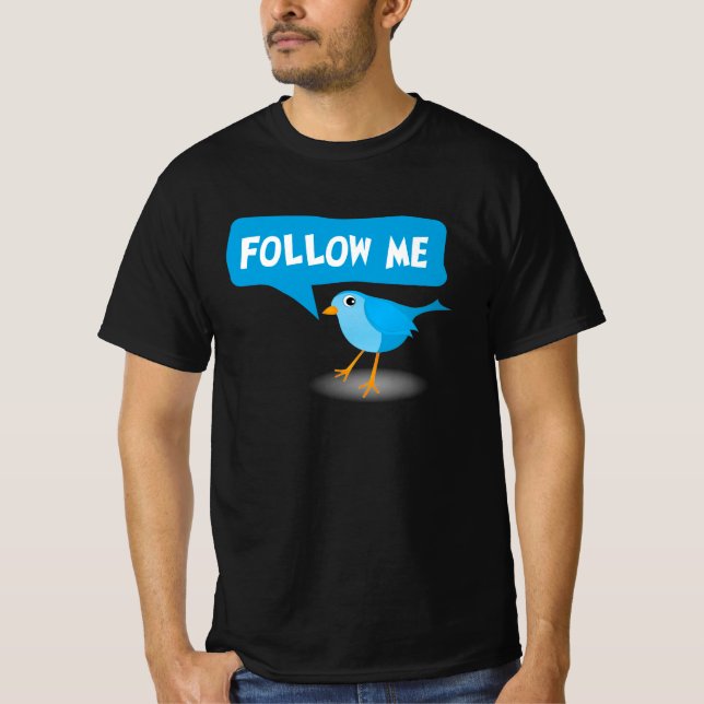 Följ med mig lilla blå Anpassningsbar-användarnamn T-shirt (Framsida)
