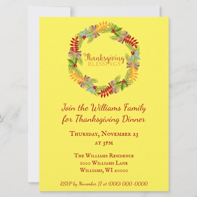 Följ med oss på Thanksgiving-middag Inbjudningar (Framsida)