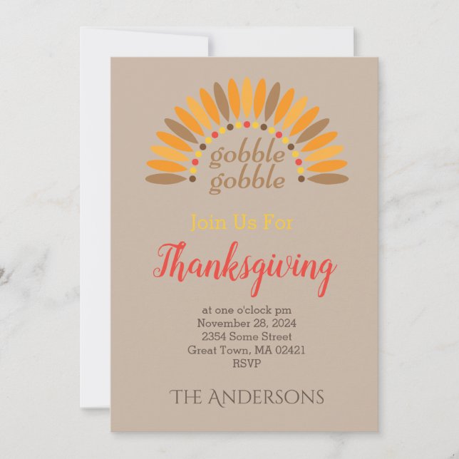 Följ med oss på Thanksgiving-middagsinbjudan Inbjudningar (Framsida)