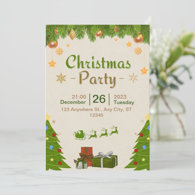 Följ med oss till en festlig julfestinladning inbjudningar (Stående Fram)