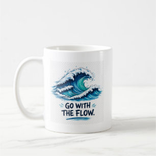 Följ Med Strömmen Ocean Våg Inspirerande design Kaffemugg