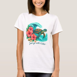 FÖLJ MED STRÖMMEN SKÖLDPADDOR VÅGOR BLOMMOR T SHIRT