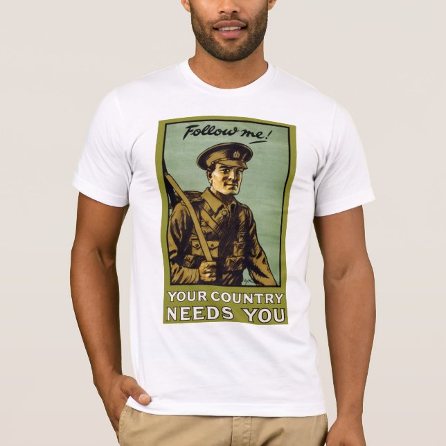 Följ mig! ~ Din Land behöver dig Tee (Framsida)