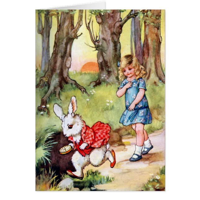 Följ mig - jag tar dig till Wonderland! Hälsningskort (Framsidan)