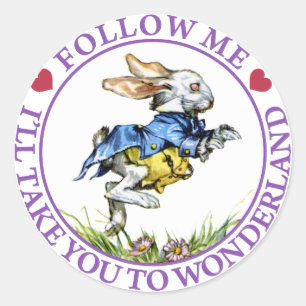 Följ mig - jag tar dig till Wonderland! Runt Klistermärke