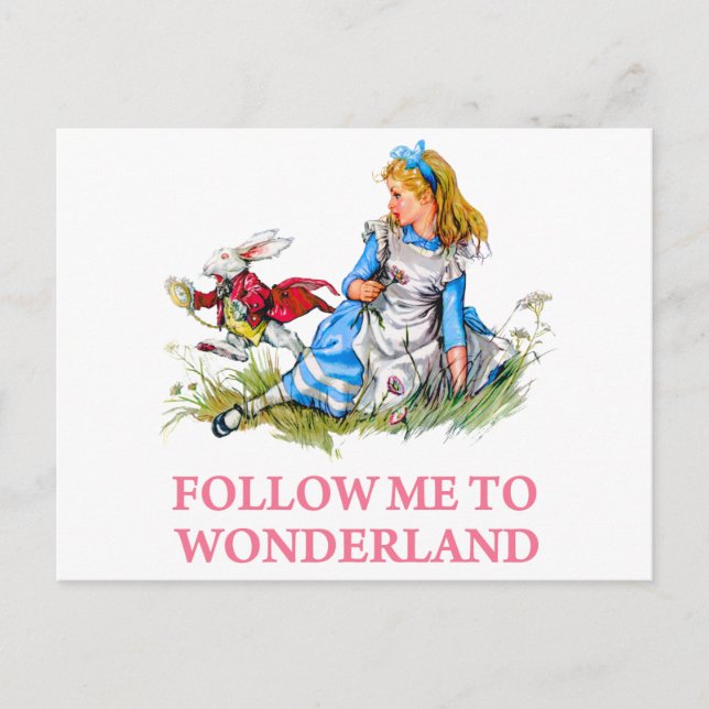Följ mig - jag tar dig till Wonderland! Vykort (Framsida)