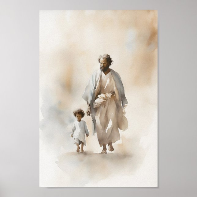 Följ mig Jesus Watercolor Art-utskrift Poster (Framsidan)